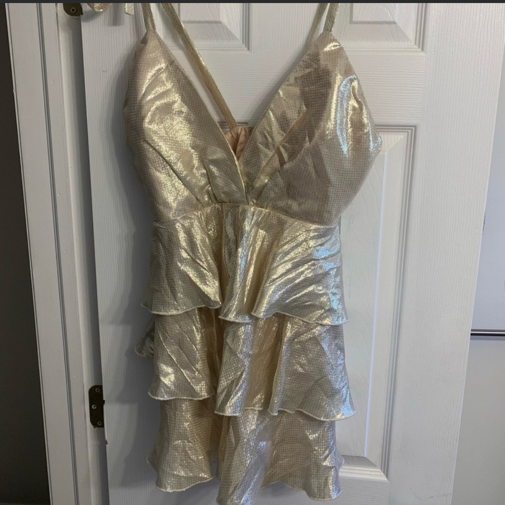 alice mccall astral plane gold mini dress